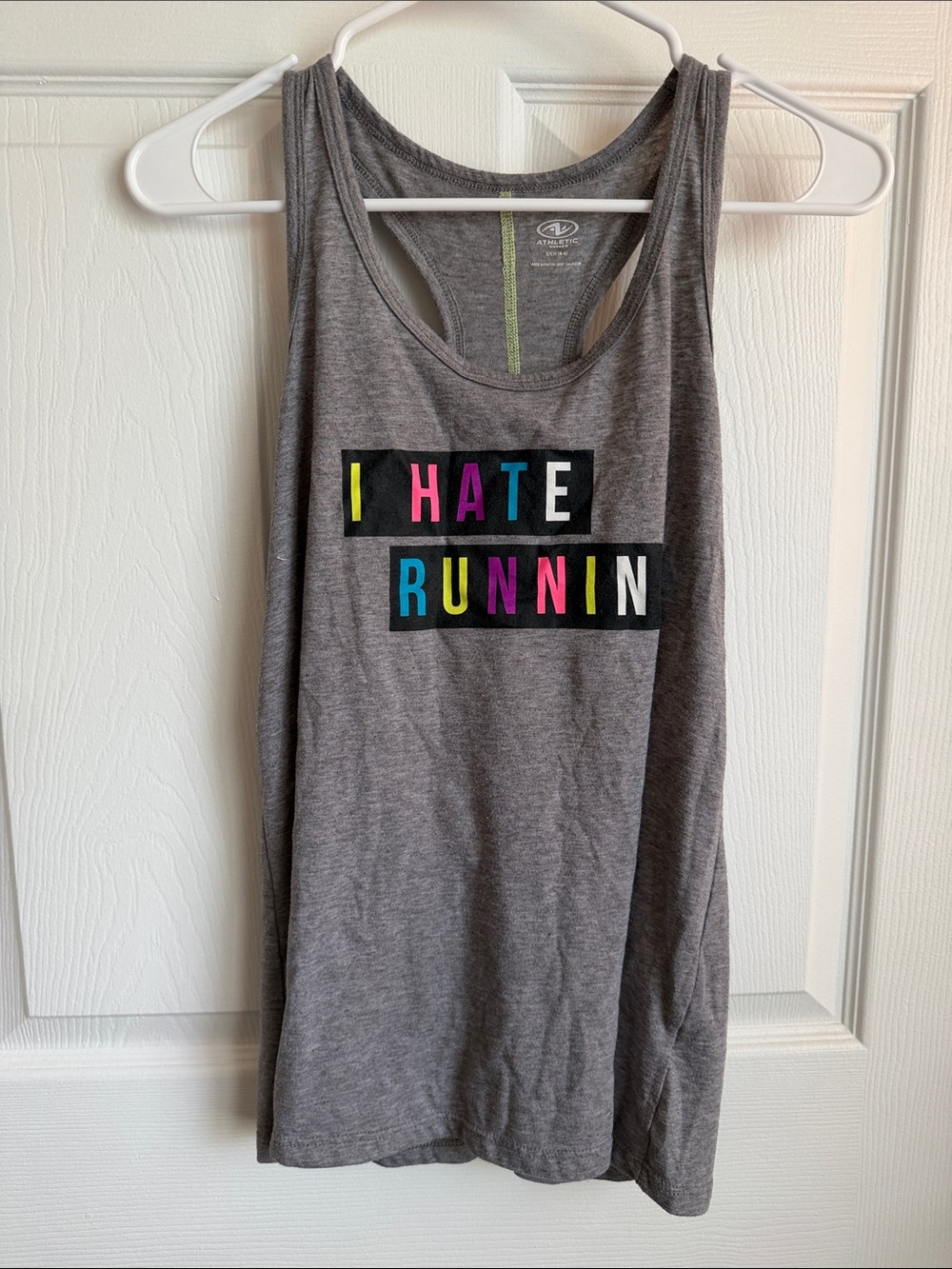 Avia Gray Racerback Muscle Tank with Neon Block Letters